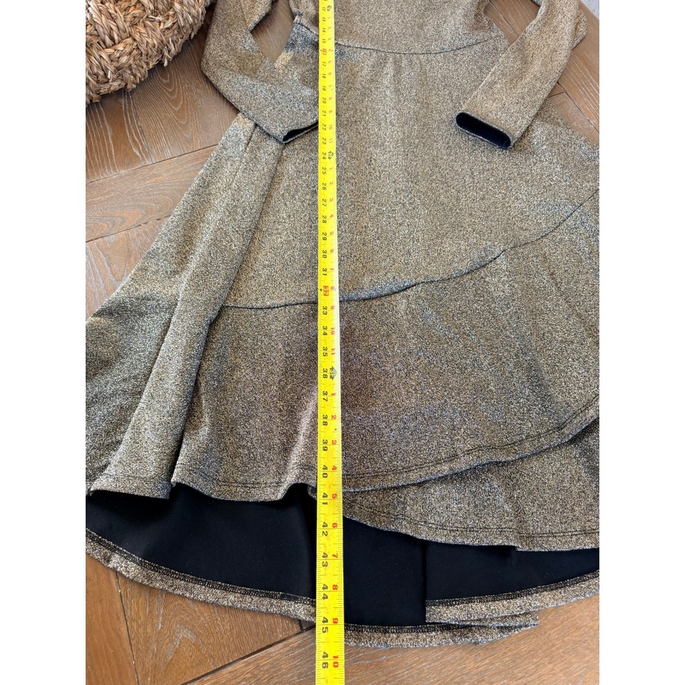 JUST Female Metallic Gold Tiered High Low Dress Womens XS - Picture 5 of 7